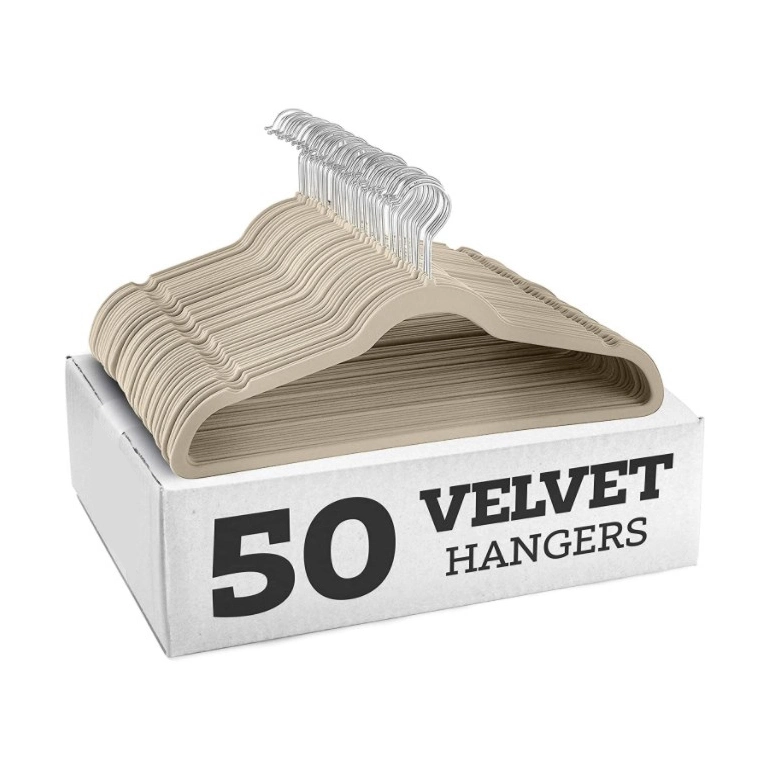 Non Slip Flocking Plastic Velvet Cloth Hanger Brand Velvet Hanger 50 Pack