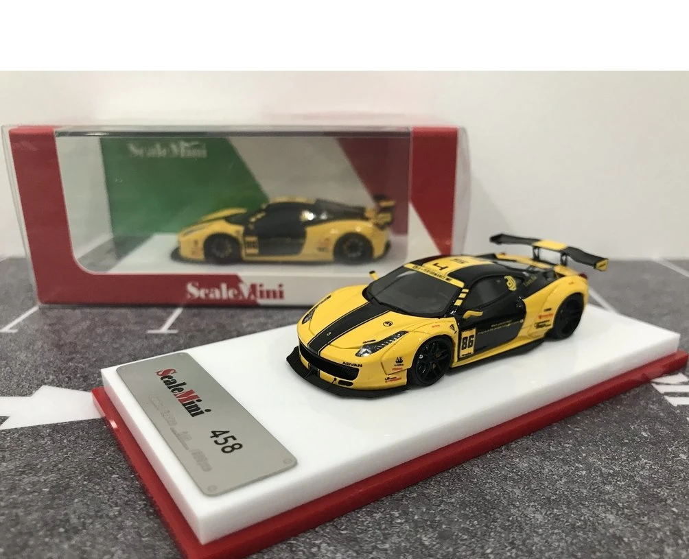 Scalemini 1/64 Lb Ferrari 458 Gt Wing Yellow/Black Resin Model Car