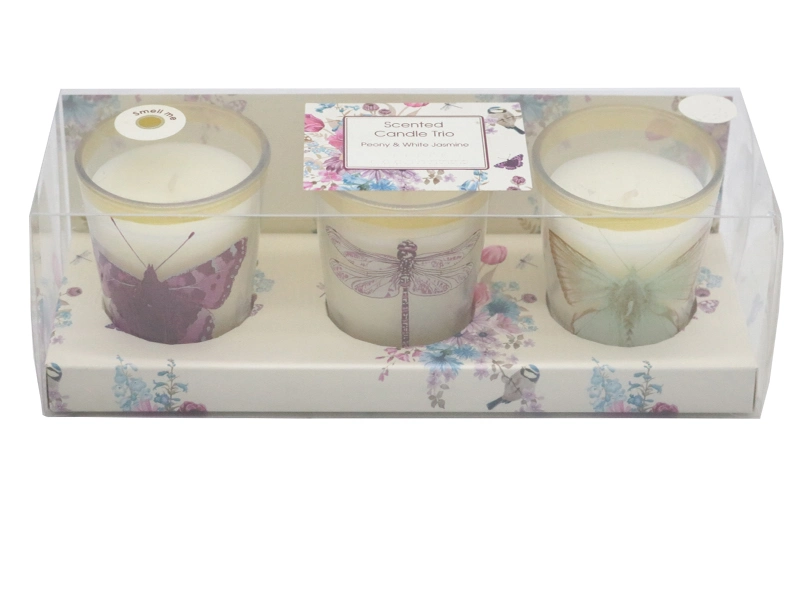 3 Pkg Glass Jar Candle Gift Set with Decal Paper in Color Box for Easter Festival