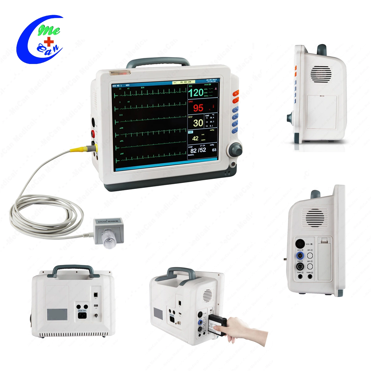 China Human Veterinary 12.1 Inch Multi-Parameter ICU Patient Monitor with SpO2 NIBP