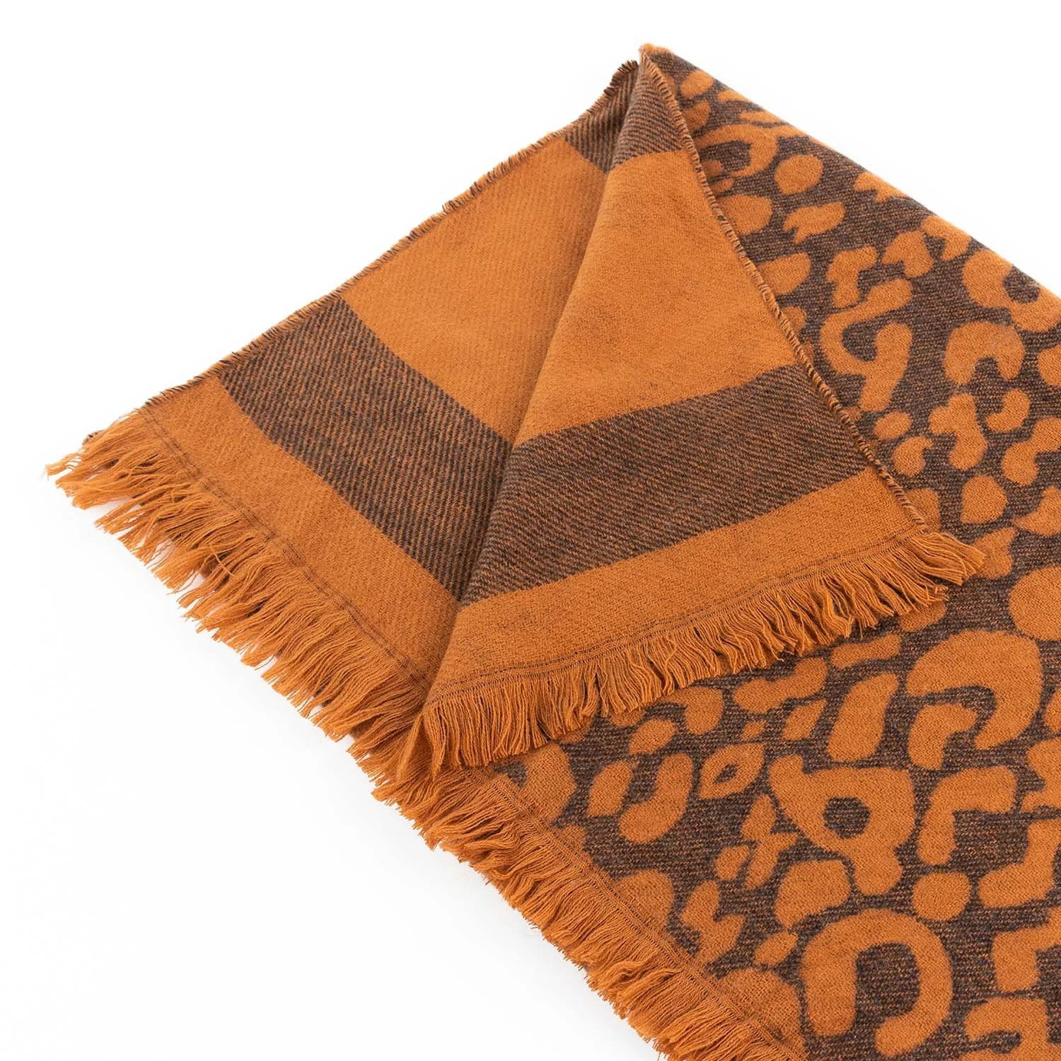 Factory Winter Warm Fashion Brown Leopard Soft Tassel Woven Scarf