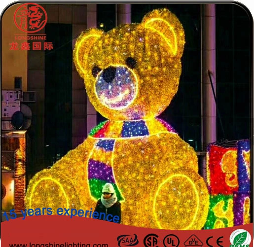 Outdoor Christmas PVC Tinsel 3D Giant Bear Motif Light Shopping Mall Decoration