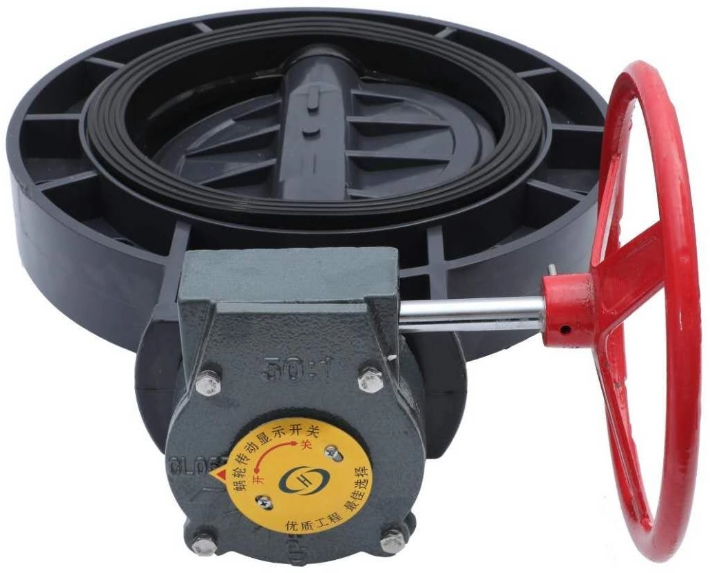 Plástico de alta calidad neumático excéntrico Soft Sealing Butterfly Valve UPVC Engranaje de tornillo sinfín eléctrico válvula de mariposa PVC Tipo de mango Industrial Válvula de mariposa