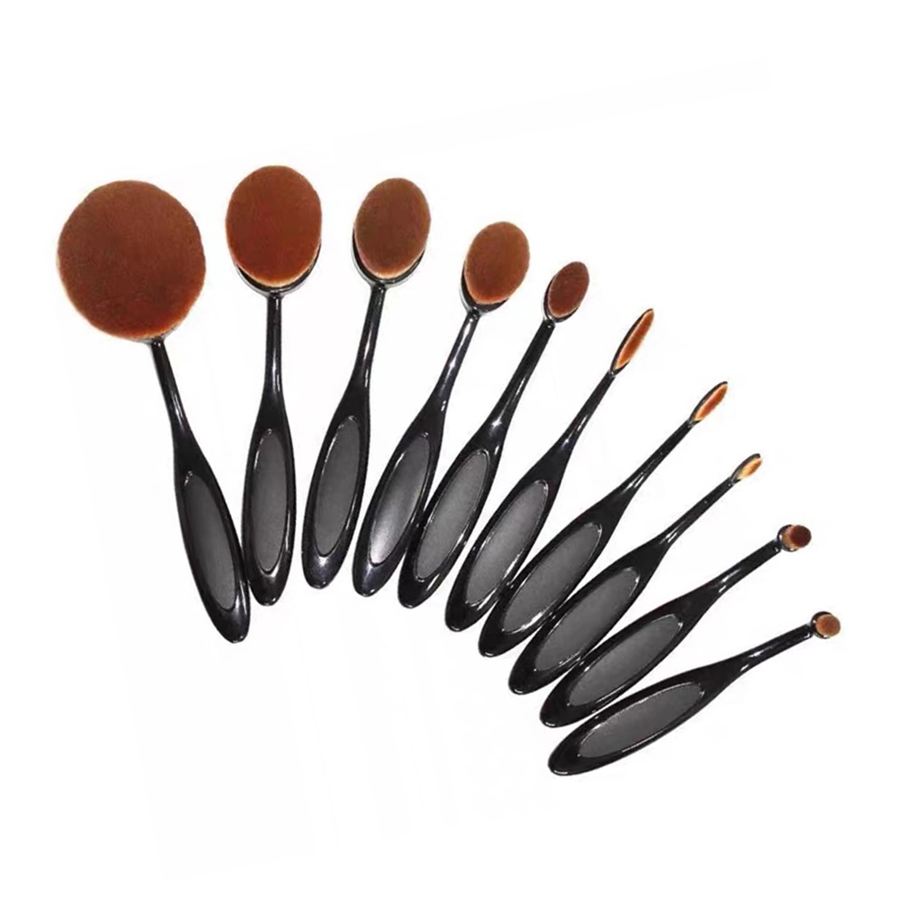 23837 Set of 10 Belsion Makeup Brushes Professional Quality Soft and Dense Synthetic Hair Black Handle Blending Tool