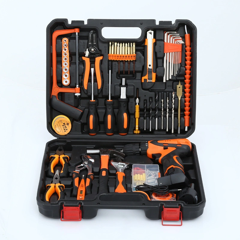 126PCS Household Hardware Tool Set Electrician Woodworking Screwdriver Wrench Hammer Pliers Saw Repair Tool Hand Tool Lithium Electric Drill Hardware Set