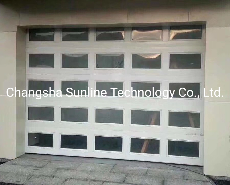 Full View Interior Doors Aluminium Alloy Panoramic Perspective Sectional Garage Door