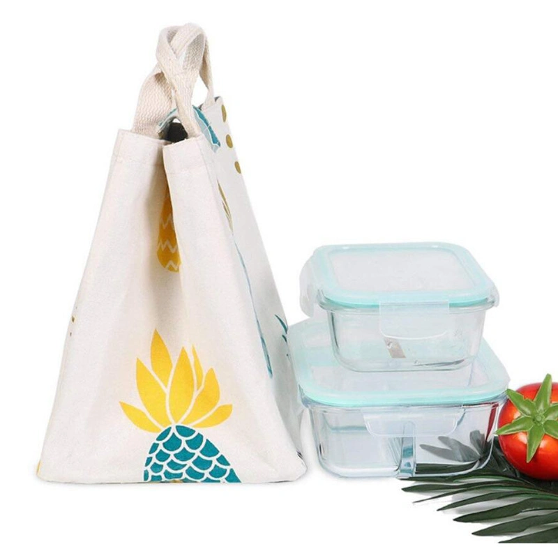 Ananas Canvas Isolierte Lunchbox Tasche Bento Ice Pack Kalt Trinken Sie Picknick Student