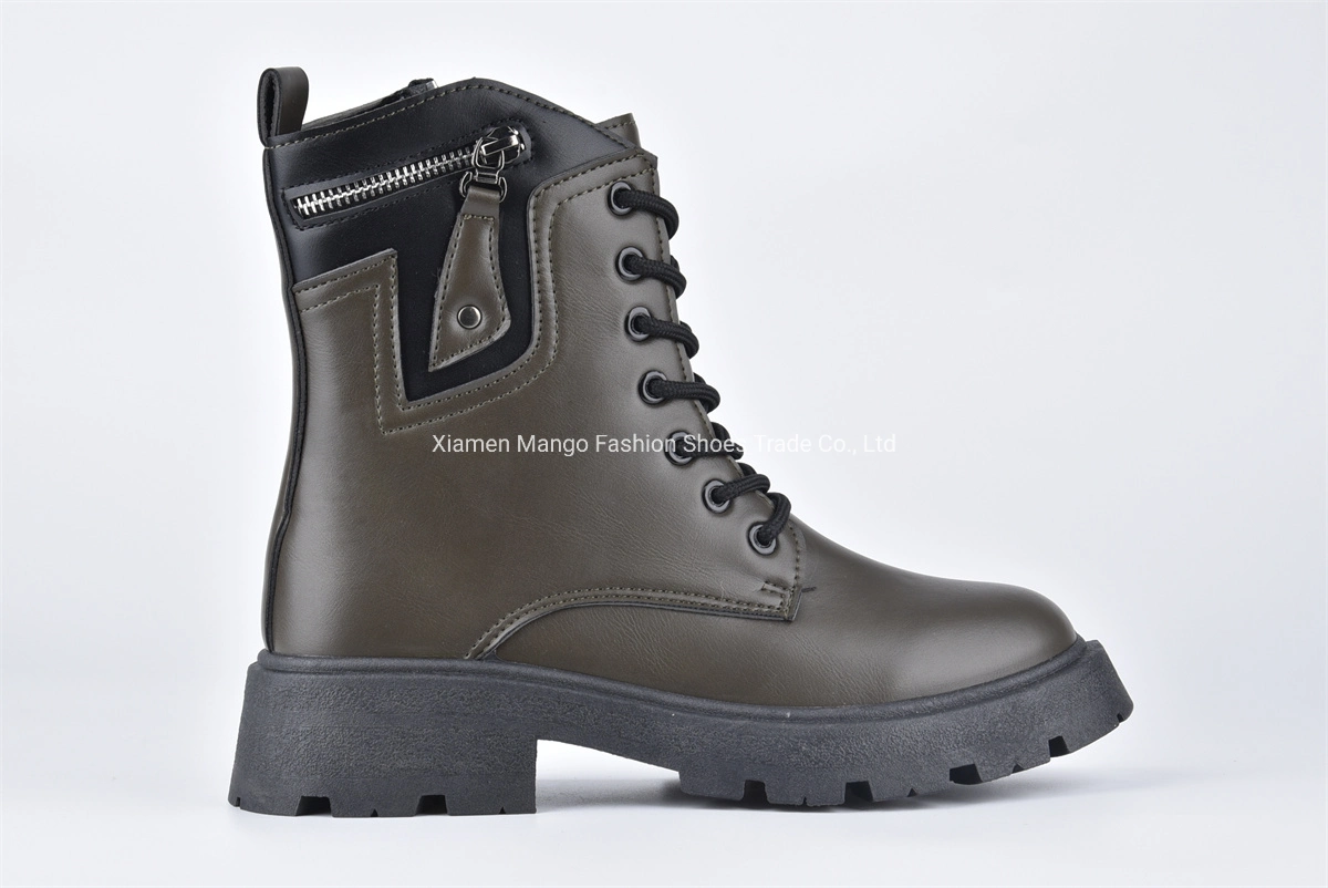 حذاء النساء غير الرسمي PU Upper Gussset Boot Dwarf Female Boots حذاء معدني من الدوارف النسائية حذاء