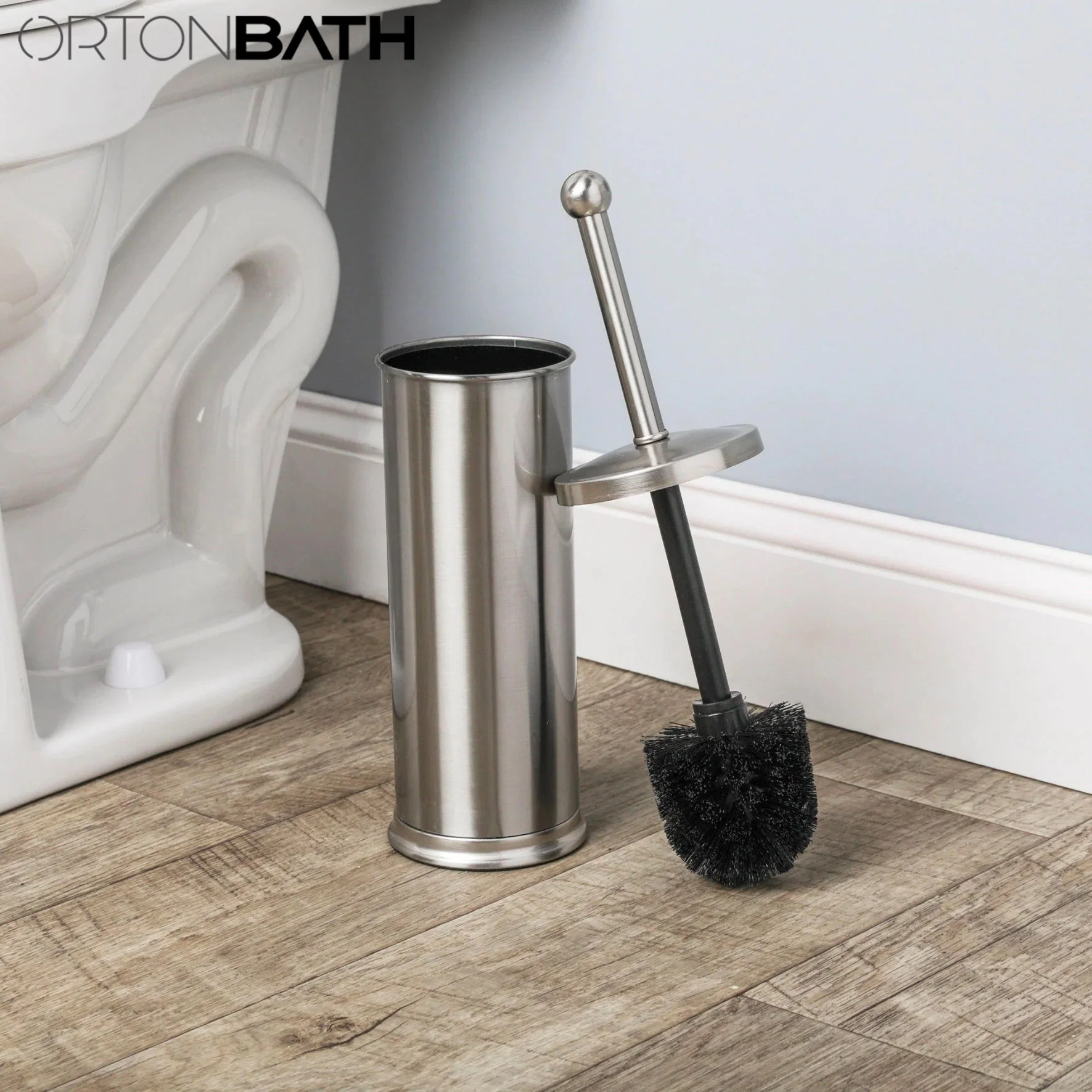 Ortonbath nuevo diseño de acero inoxidable de cuarto de baño Wc Cepillo de limpieza de SILICONA silicona colgado en la pared wc Cepillo de limpieza Accesorios Soporte de vidrio esmerilado con