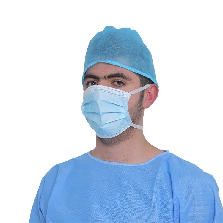 Latex Free Fluid Resistant Disposable SMS 40GSM/45GSM Surgical Gown with Knitted Cuffs