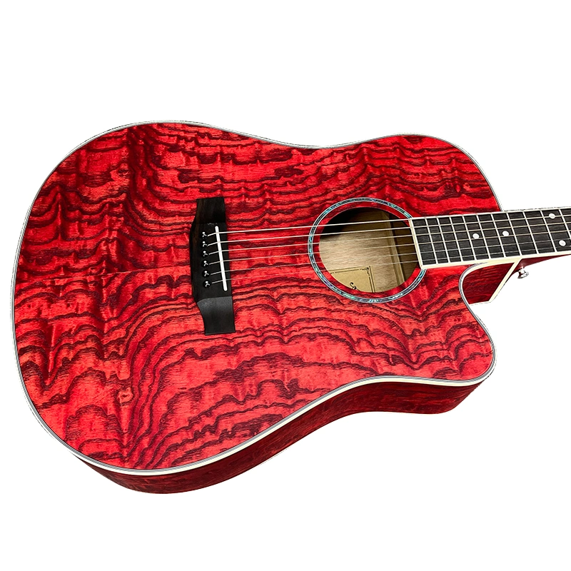 Custom Brand Factory Price 41 Inch Red Colour All Alder Steel String Acoustic Guitar