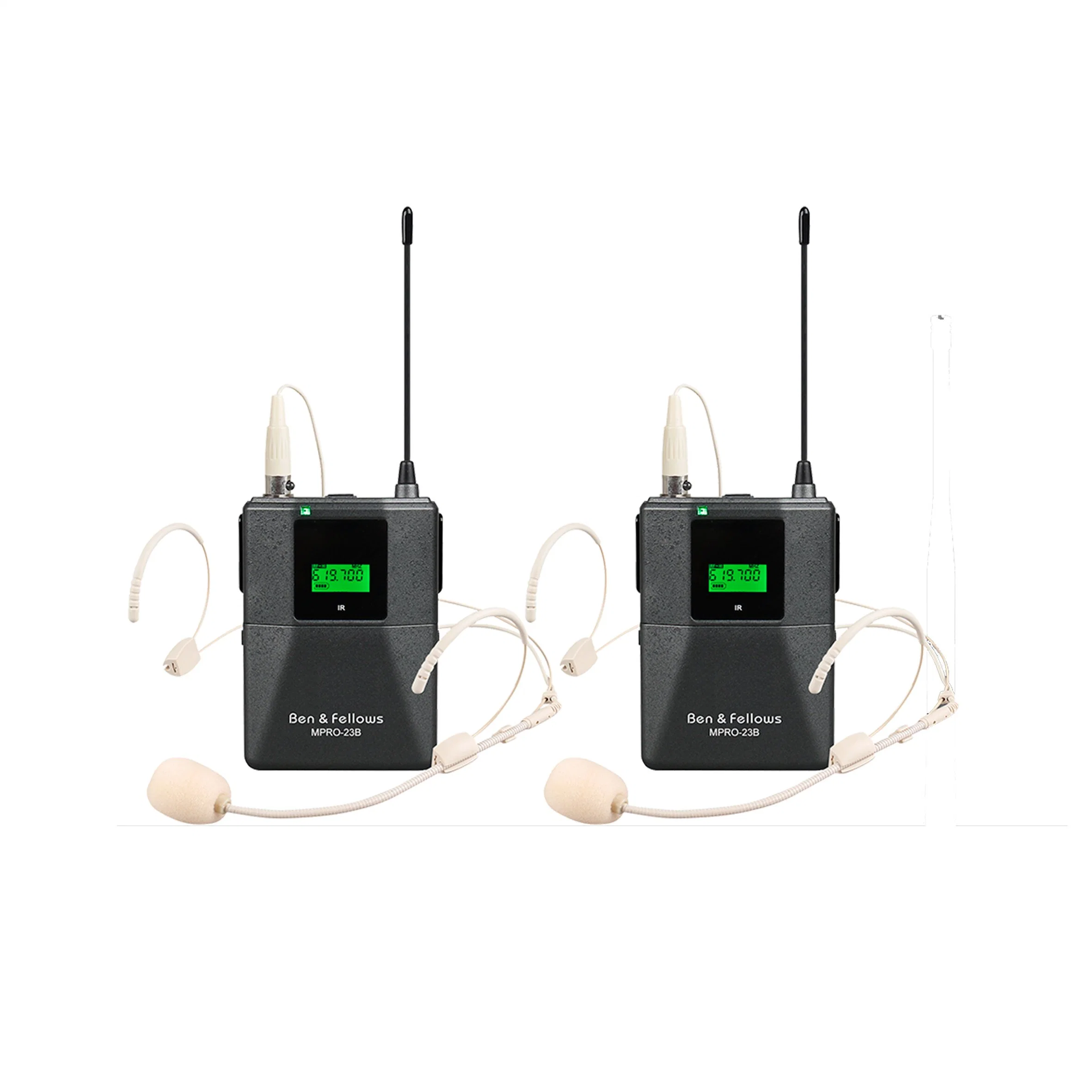 Dual Channel professional UHF Wireless on-Ear Inalambricos Earphones Receiver Headset Microphone