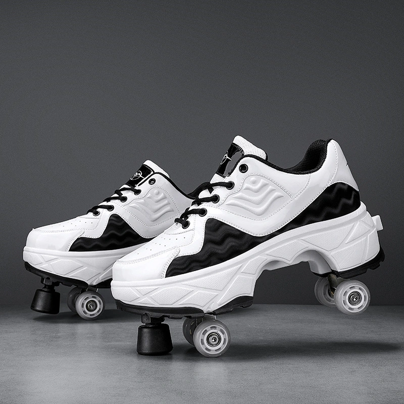 New Walking Brake Four Wheel Shoes Shrink Dual Purpose Roller Skates