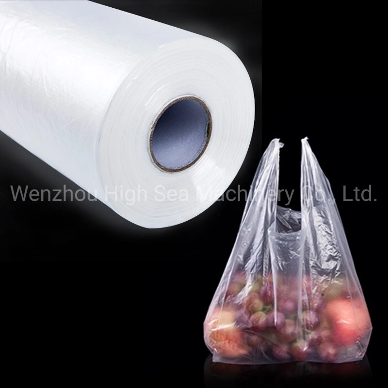 Automatic High Speed PE Nylon Poly Plastic Disposable T-Shirt Flat Bag on Roll Garbage Bag with Core Protection Package Bag Good Quality Shopping Making Machine