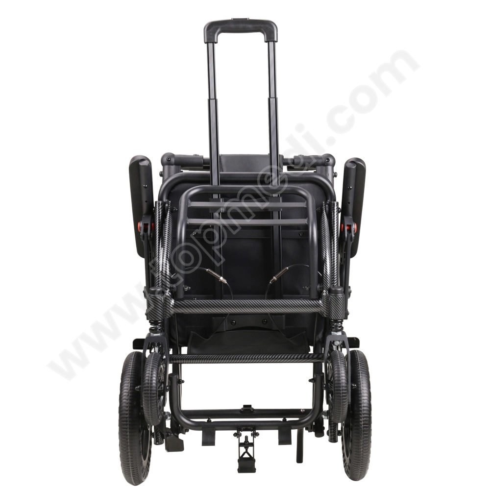 Fashion Waterproof Leather Cushion Travel Aluminum Portable Small Folding Wheelchair