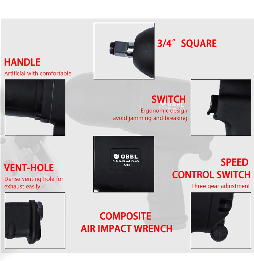 Obbl 3/4 Inch Pneumatic Wrenches Industrial Impact Wrench Pneumatic Wrench Set