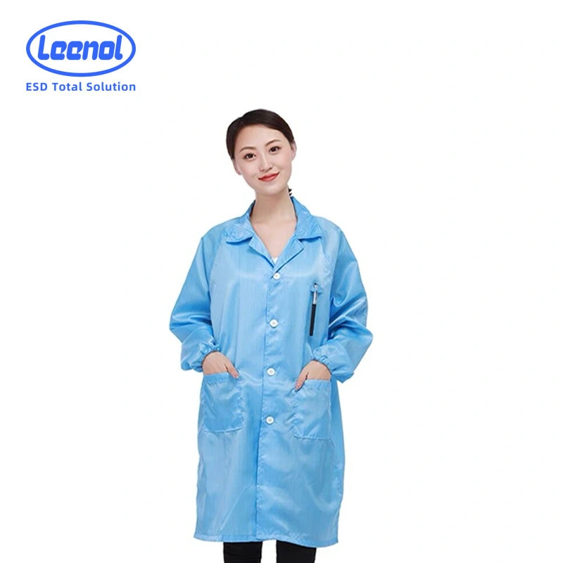 Leenol-Hight Quality Anti Static Apparel ESD Coat Cleanroom Garment for Industrial Workplace Clothes