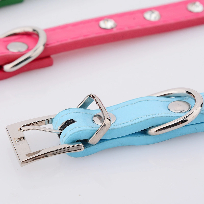 Pet Collar Leather Dog Jewel Bells Harnesses PU Accessories Rhinestone Neck Strap Safety Dog Cat Collar