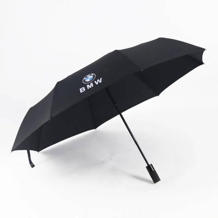 China Factory Rain Sun Automatic Three Fold Outdoor Travel Umbrella Volkswagen Land Rover Benz Audi Full Automatic Advertising 3 Folding Gift Umbrellas for Car