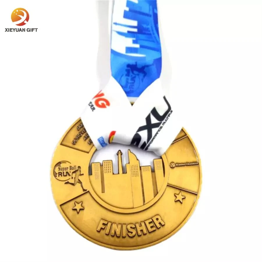 Custom logo Metal Blank Award Ribbon Fashion Design esmalte colorido Medalha de Esportes de Futebol de Maratona de Corrida comemorativa de basquete