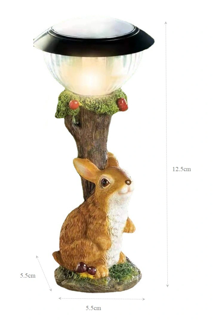 Factory OEM Luminous Outdoor Garden Back Yard Lawn Decoration Resin Animals Decorative Solar Light