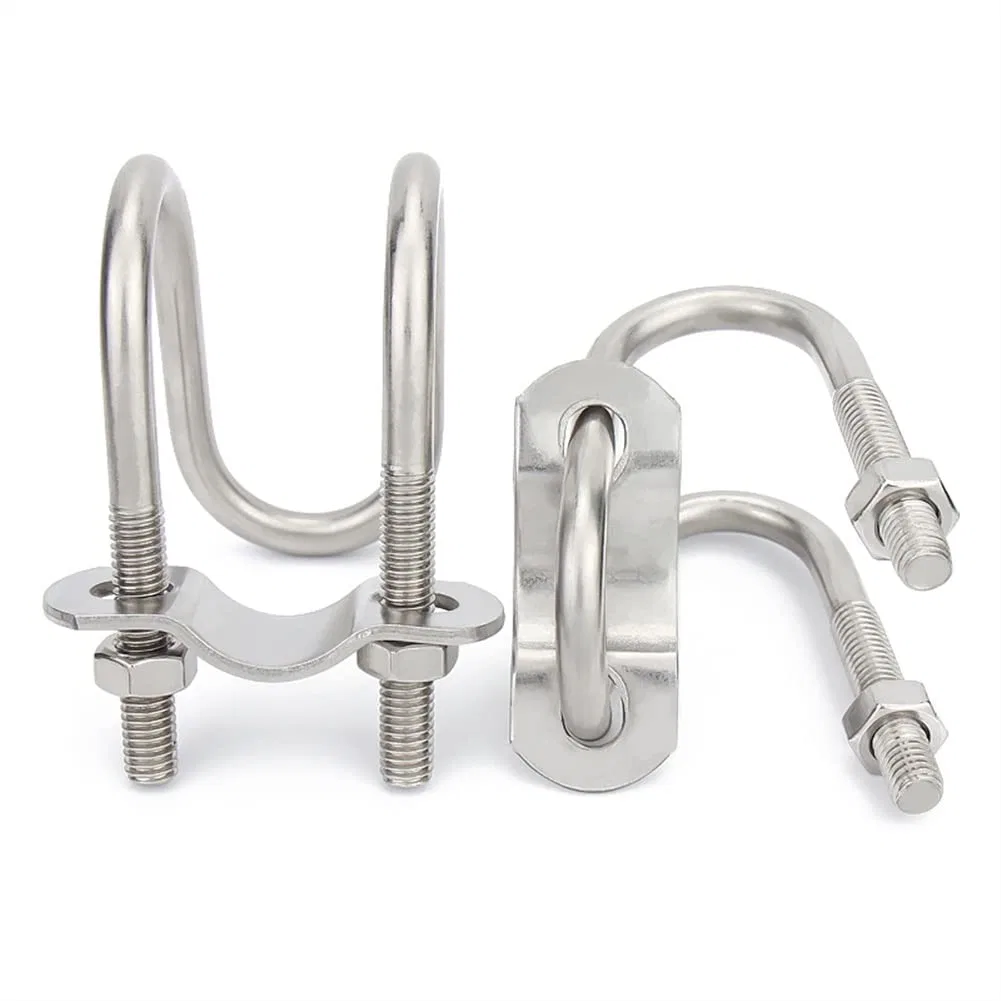 Double U-Shaped Clamp Cross Fixed Tube Clip Fixed Water Pipe Stainless Steel U-Bolt Cross Tube Clip