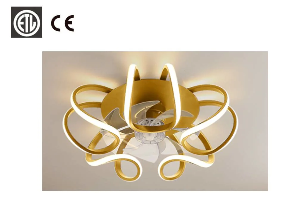 2021 New Design Gold Color LED Fan Ceiling Light with Fan Function LED 50W Remote Control