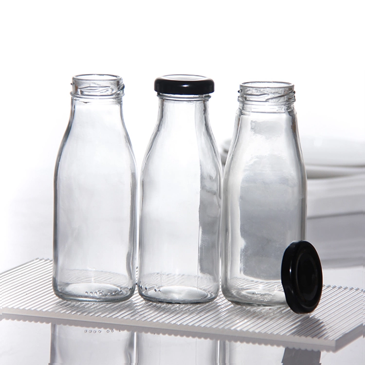 200ml 250ml 500ml 1000ml Large Capacity Milk Tea Bottle Glass with Metal Lid