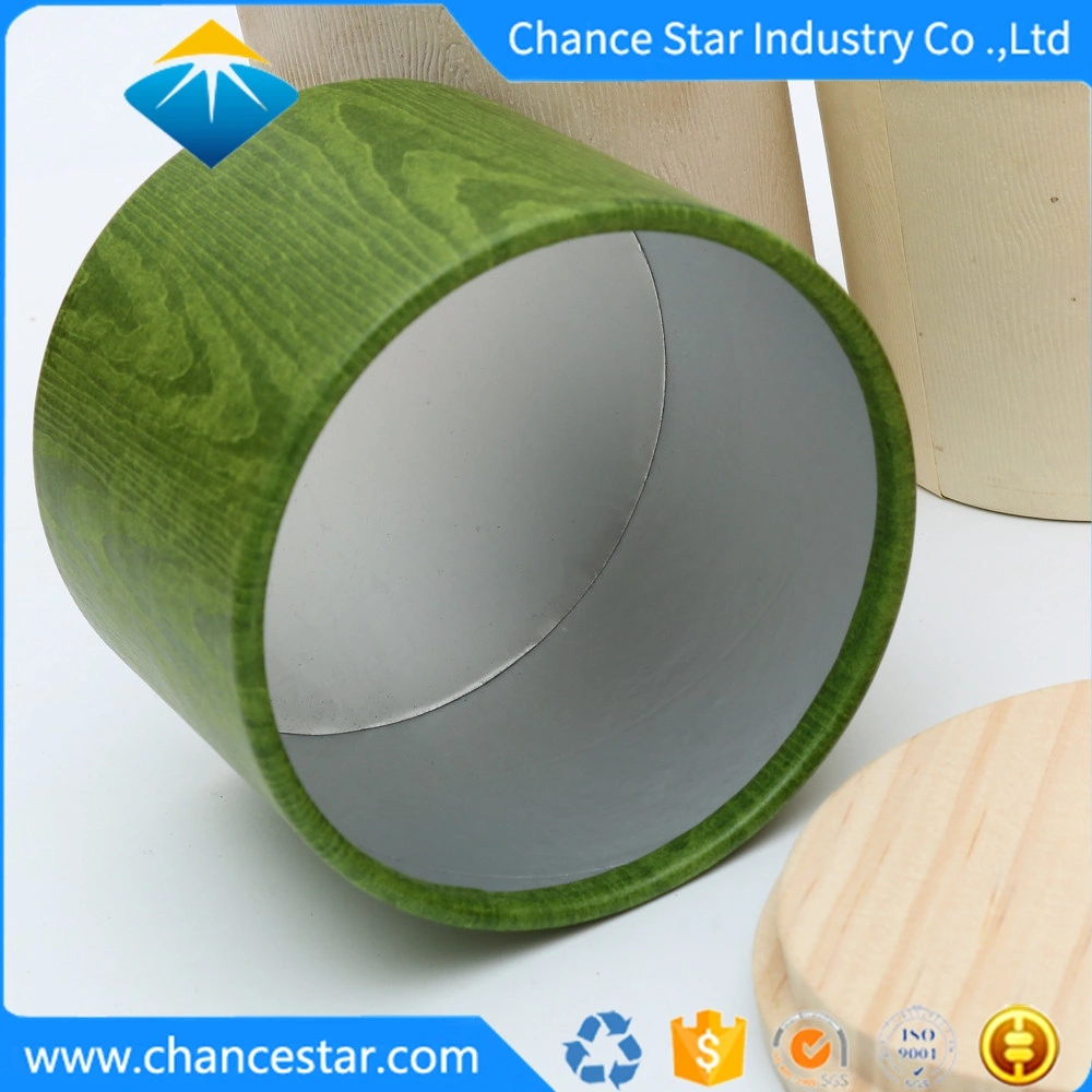 Custom Thick Cardboard Round Paper Box with Wooden Lid