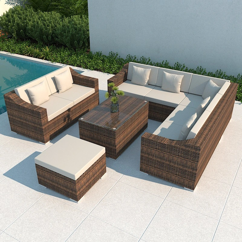 Home Rattan Metal Frame Garden Sofa Outdoor Patio Set Dining Table Chair Sofa