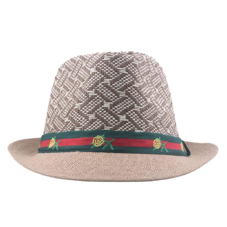 Commerce de gros de l'été sangle respirant Papier paille Jazz Panama Hat Fedora Cap