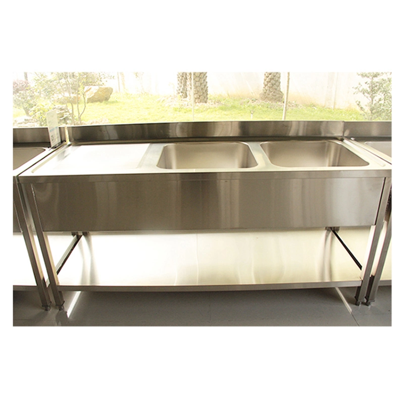 Commercial Restaurant Hotel Stainless Steel Kitchen Sink Wash Basin with Bowl and Working Workbench Suit for Kitchen Equipment