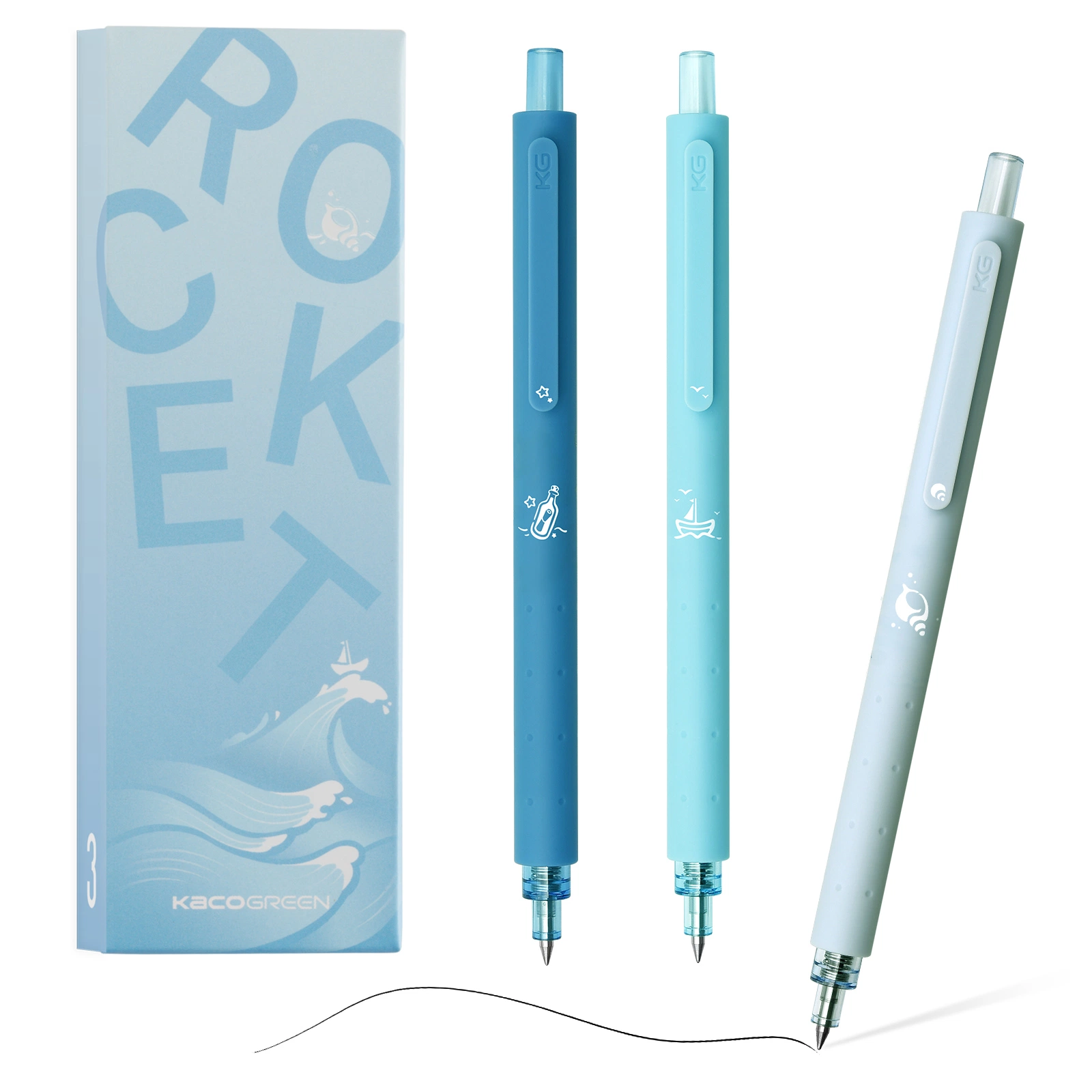 Kaco Rocket Gel Ink Pens Cute Soft Rubber Pen 0.5mm Fine Point Pen Sets Refillable Custom Pens Available School Office Supplies