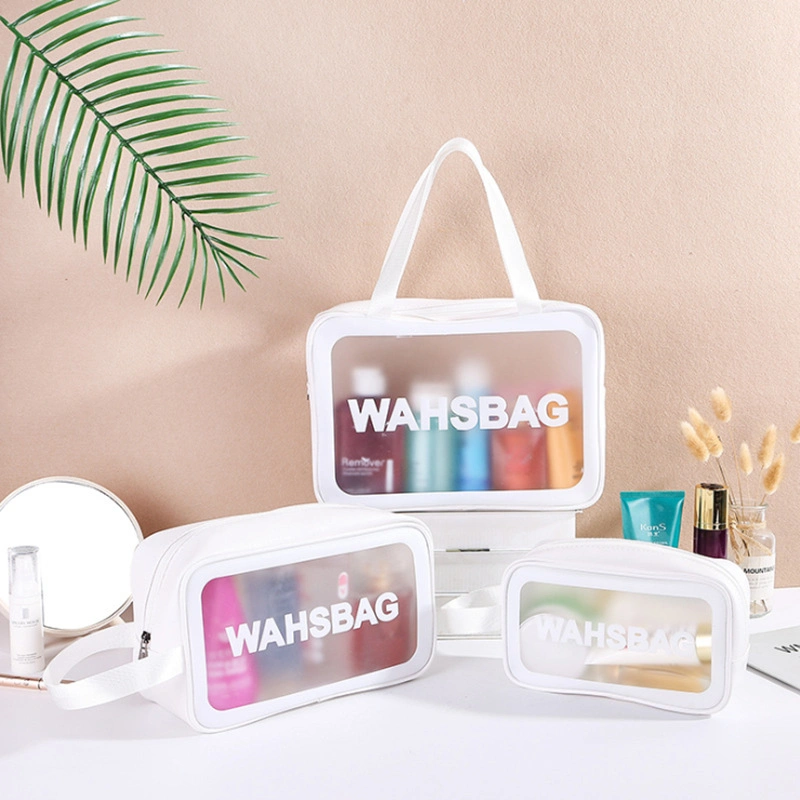 PVC Transparent Makeup Lady Wash Bags Custom Logo Travel Organizer Large Capacity Cosmetic Storage Bag Clear Bags