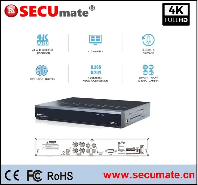 Original Factory Home Security System 4 Channel 4K DVR Digital Video Recorder H. 265/H. 264 4CH 4K 8MP DVR