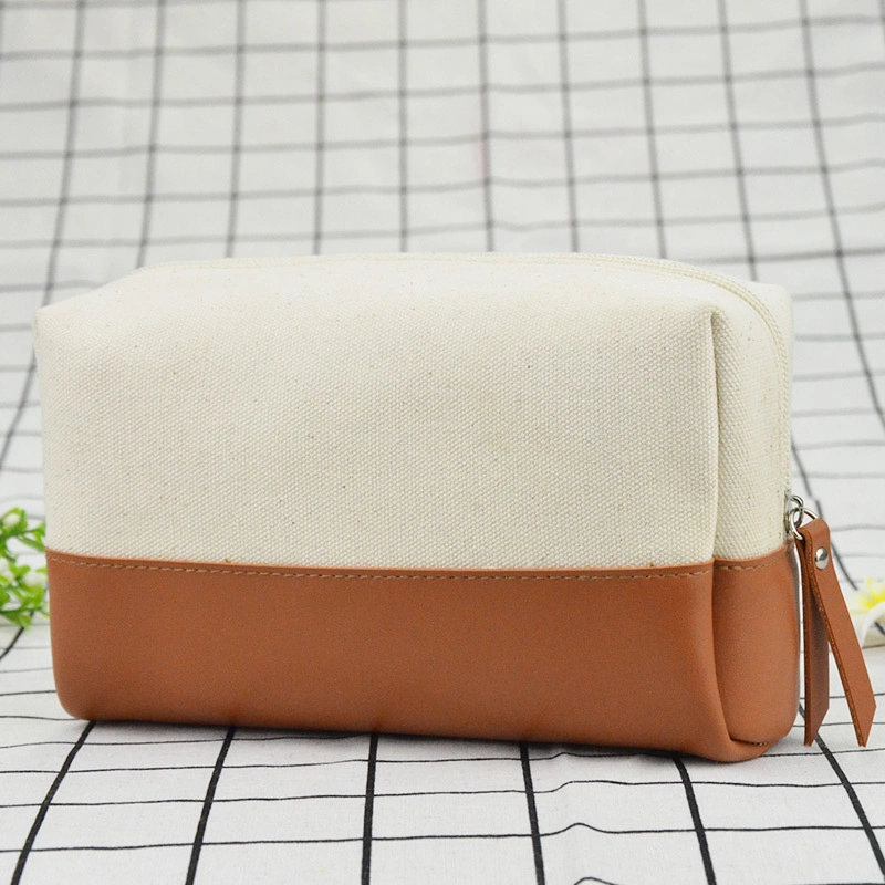 Cotton Canvas Cosmetic Bag Nordic Style Women's Travel Contrasting Color Cosmetic Storage Bag Can Be Printed with Logo