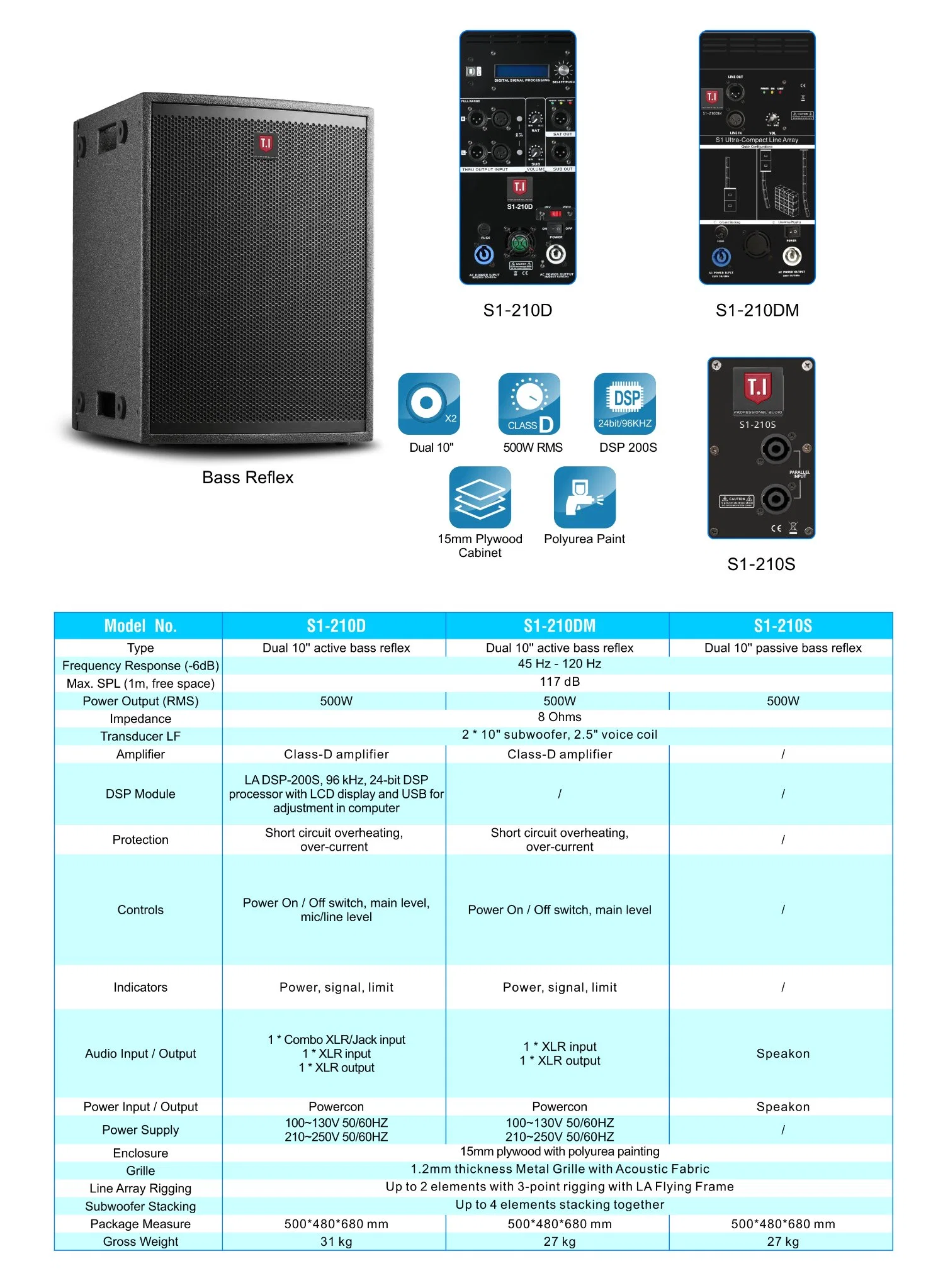 T. I pro Audio Active Mini Line Array Standsystem zwei-Wege-Lautsprecher für Kirche