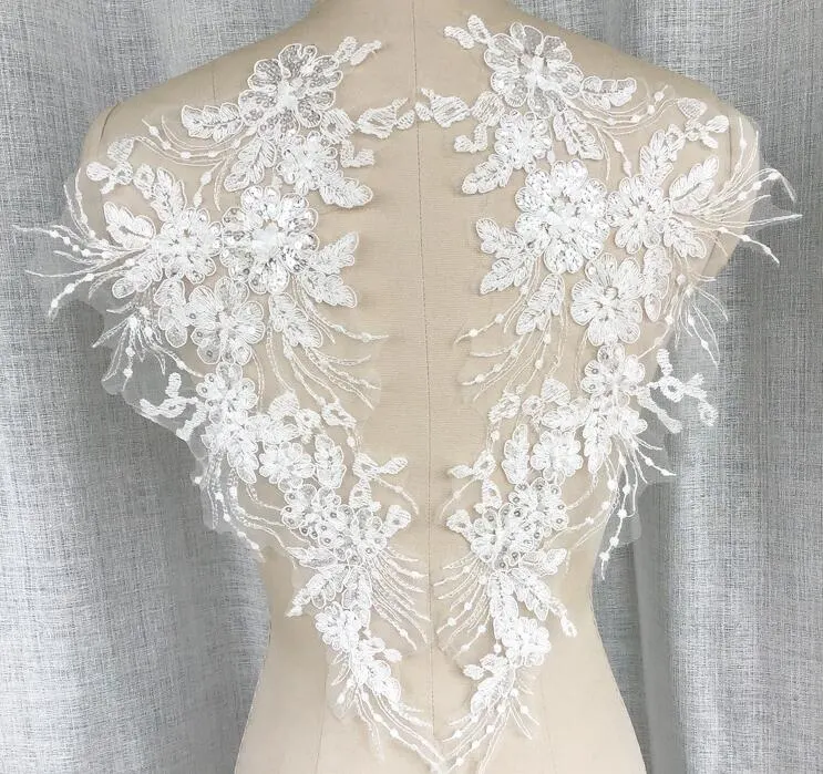 Fashion Bodice Beaded Sequins Embroidered Lace Applique Wedding Accessories