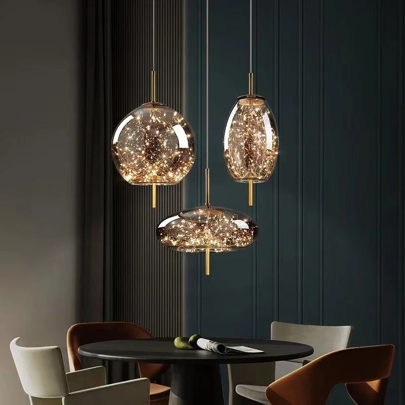 Hotel Restaurant Smoky Grey Glass Hanging Lamp Modern Gypsophila Decorative Chandelier Glass Nordic LED Pendant Light Zhongshan Lighting