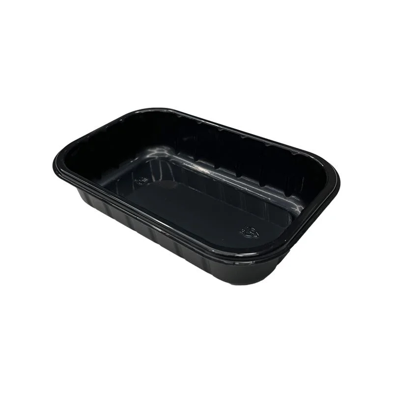 China Food Packaging Box Black Kunststoff Lebensmittel-Container Cpet Bereit Tablett