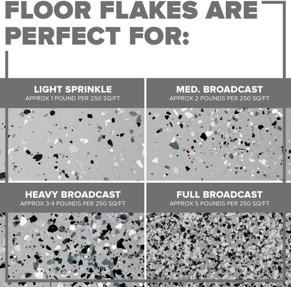 Piso decorativo Flake y Chips Garaje Piso de epoxy Flakes Color Fichas