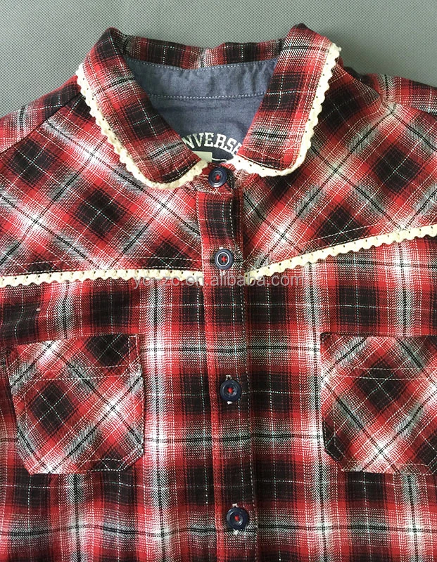 La grasa caliente mujer manga larga de encaje Camiseta Plaid Causal sueltos de las mujeres ropa de mujer Top