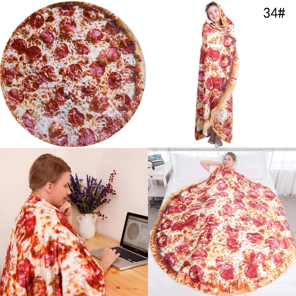 Pizza Blanket Double Sided Funny Realistic Food Adult Size Blanket Pizza Throw Round Blanket for Bed Sofa Picnic