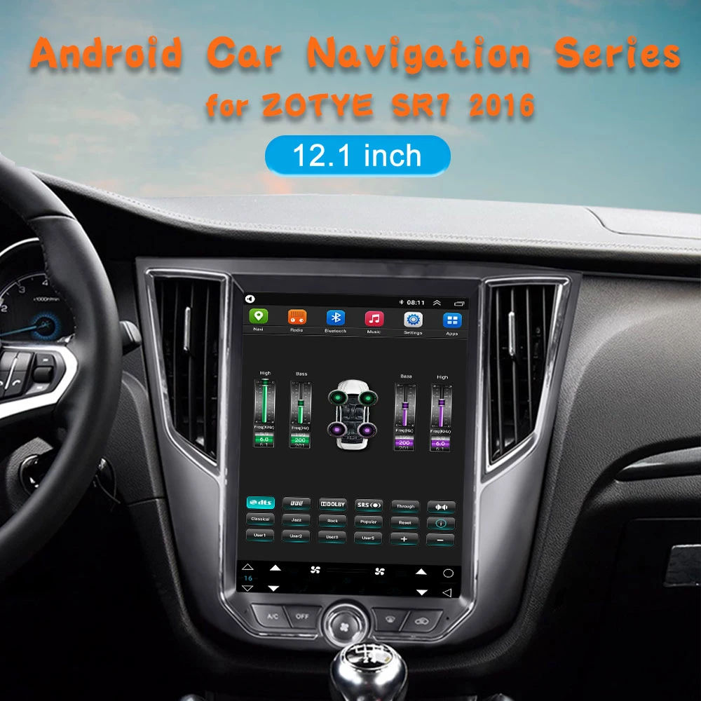 Pantalla táctil de alta resolución de radio para coche de audio Android para Zotye SR7 2016 2+32GB Reproductor de Juego de coche inalámbrico con GPS