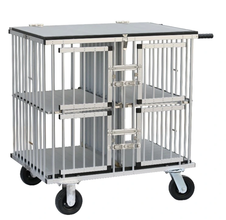 Aluminum Light-Weighted Dog Cage Trolley Large Pet Show Trolleys