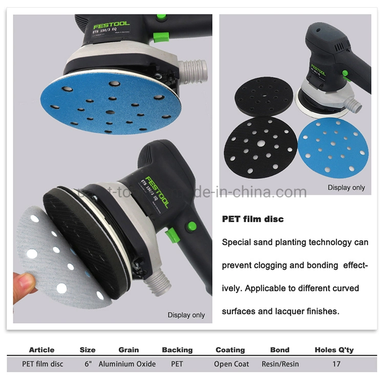 6 Zoll 150mm 17 Löcher Haken und Schlaufe blaues Haustier Wasser-Schleifpapier Einfilmen