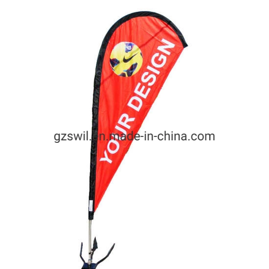 Logo Customized Polyester Advertising Wave Teardrop Beach Flag