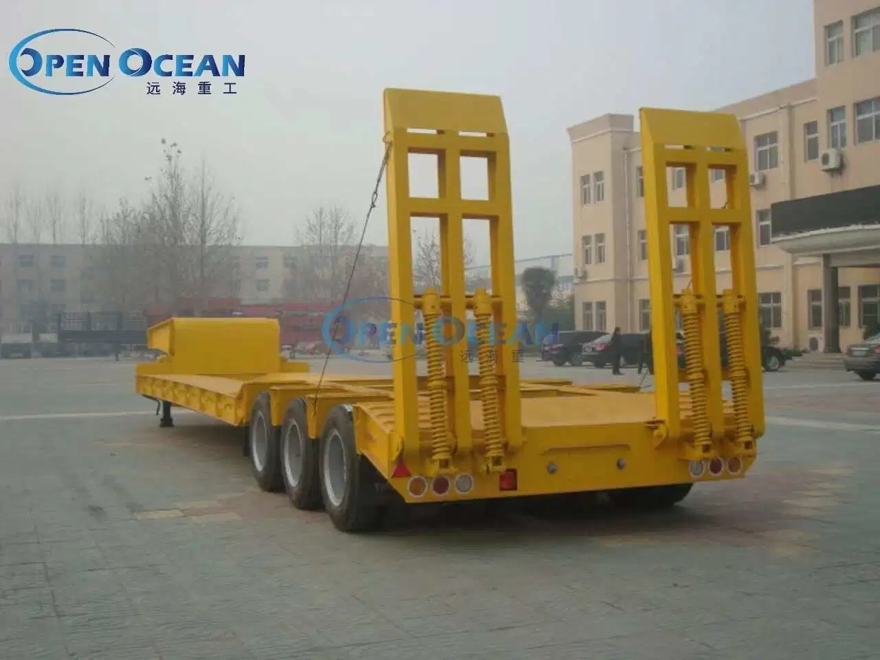 Factory Price Gooseneck 80 Ton Lowlowboy Low Bed Semi Trailers for Excavator Transport