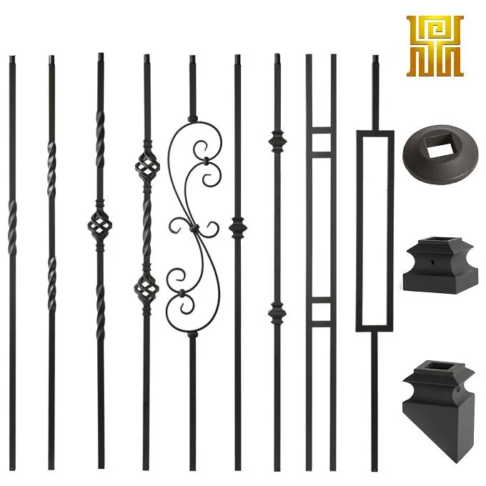 Satin Black Iron Balusters Iron Spindles Iron Stair Parts Series Squares Modern Rectangle