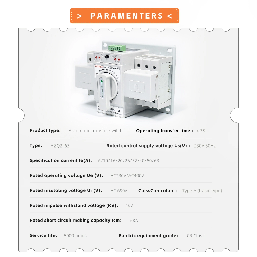 3 Positionen 63A Elektronische Dual Automatic Home Factory Power Transfer ATS-Switch